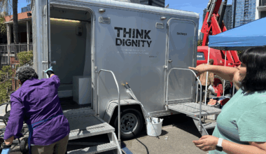 Happiness in a two-stall trailer – how a San Diego charity helps homeless people get showers